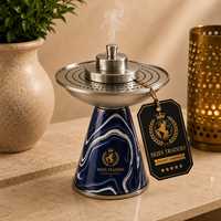 Ensemble de brûleurs d'encens de luxe en marbre et métal, encensoir en laiton filigrané Skies Traders, brûleur de Bakhoor arabe, décoration d'intérieur