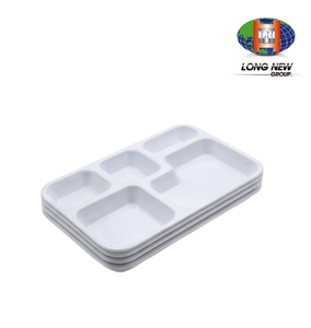 Bandeja de Comida de Plástico PP de 5 Compartimentos LONGNEW OEM |   Bandeja de Servicio de Alimentos Personalizada para Escuelas, Restaurantes y Cafeterías - Product Image 3