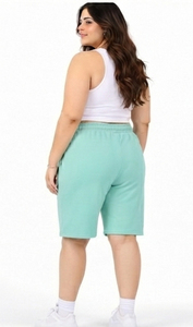 Custom OEM Plus Size Women's Mid Waist <b>Knee</b> Length Gym Shorts Embroidered Breathable Eco-Friendly Quick Dry - Product Image 2