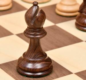 Pions d'échecs de luxe de la série Staunton américaine, 4,1 pouces, poids équilibré, en bois d'ébène et de buis naturel, au meilleur prix - Product Image 2