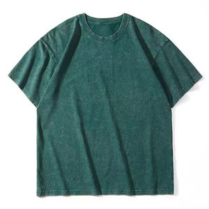 Camisetas de algodón de punto con lavado ácido personalizadas para hombre, estilo urbano, con logo personalizado, transpirables y de secado rápido, venta al por mayor de fábrica - Product Image 3