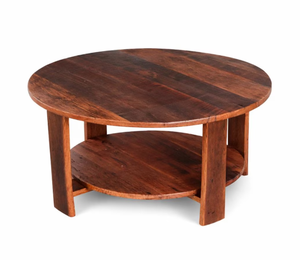 Tables basses rondes en bois massif de style américain vintage de luxe pour salon - Product Image 1