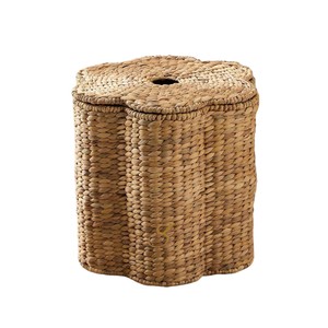 Cesta de Almacenamiento de Jacinto de Agua con Tapa, Cesto Organizador de Juguetes Tejido Festoneado, Cesto de Ropa para Guardería Infantil - Product Image 1