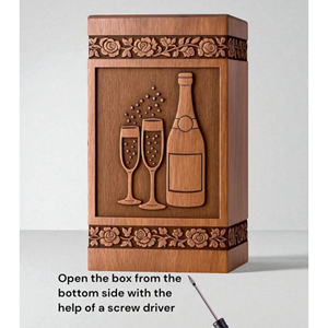 Handmade Rosewood Cremation Urn: Champagne Toast, Personalized Memorial urn Memorial Keepsake by AYAANS - Product Image 4