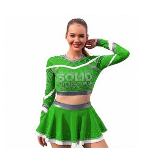 Ensemble d'uniformes de cheerleading personnalisés Solid Trader pour équipes de danse, tissu extensible respirant, couleurs vives et style tendance - Product Image 3
