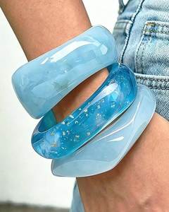Brazalete de Resina Hecho a Mano Colorido, Brazalete de Moda, Accesorio de Joyería Moderno para Mujeres y Niñas, para Bodas, Fiestas y Ocasiones Especiales - Product Image 3