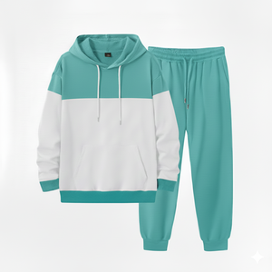 ชุดกีฬาแบบสวมใส่สบายสำหรับทุกเพศ พิมพ์ลายกรดแบบกำหนดเองพร้อมโลโก้ ขายส่ง ชุดวอร์มสองชิ้น ผ้าฝ้าย 100% ระบายอากาศได้ดี - Product Image 1