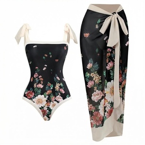 Floral Print 2 Piece Tankini <b>Set</b> With Contrast Binding And Bow Detail For Women - Product Image 1