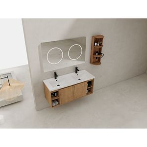 Meuble-lavabo mural double vasque 48 po avec portes à fermeture douce 00612IMO 07348IMOX et étagère de rangement (KD) – Meubles-lavabos à fermeture douce - Product Image 5