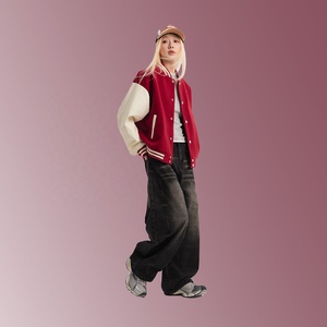 Chất lượng cao polyester Viscose PU pha trộn Unisex Cổ Điển 2-Tone collegiate thể thao bóng chày letterman Varsity Áo khoác cho nam giới phụ nữ - Product Image 5