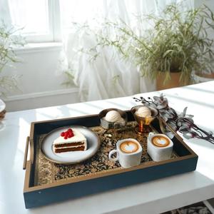 New Style Enamel printed & <b>Wooden</b> Serving Tray <b>For</b> Serving Food New <b>Wooden</b> Tray In Wholesale Price New Platter Indian Platter - Product Image 3