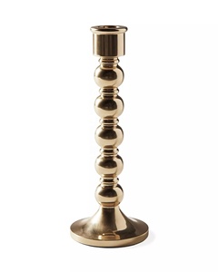 Gleaming <b>Brass</b> <b>Candlestick</b> <b>Holder</b> Vintage Style Beaded Column Accent Piece - Product Image 1