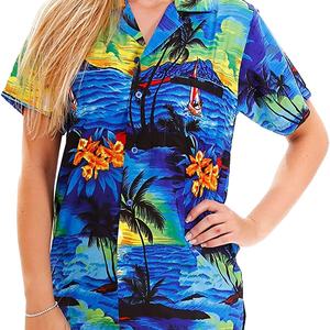 2023 dernière nouvelle conception fête d'été à manches courtes décontracté Ware arbre imprimé hawaïen femmes chemises à vendre - Product Image 1