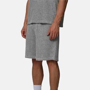 Ensemble de shorts bermuda en tricot côtelé pour homme, gris, décontracté, respirant, en coton - Product Image 2