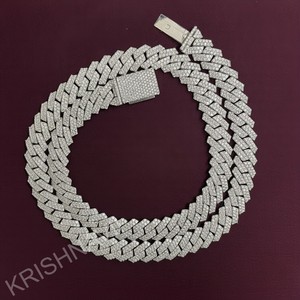 Cadena Cubana Miami de Oro Sólido de 14K con Moissanita VVS de 14MM, Joyería de Lujo para Hombre, Regalos, Collares de Moda, Estilo Hip Hop Iced Bling - Product Image 1