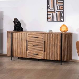 Aparador Vandana Crystal Nature de 200 cm con puertas y cajones en madera exótica Troms - Product Image 1