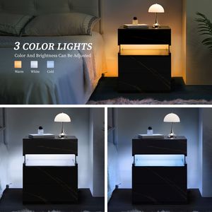 LED Nightstands 3 Drawer Dresser for Bedroom <b>Acrylic</b> <b>Board</b> LED Bedside Tables for Living Room End Table Bedside Furniture - Product Image 3