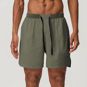 Wholesale Custom Men's Solid Casual Eco-Friendly Gym Shorts <b>Side</b> Pockets Quick Dry Breathable High Quality Mid Drawstring - Product Image 5