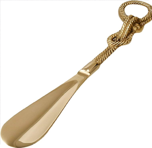 Brass Shoe Horn Long Handle Durable Metal Shoe <b>Helper</b> For Easy Wearing Shoes Without Bending And Daily Use - Product Image 1