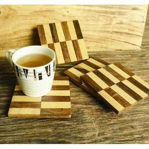 Sous-verre en bois d'acacia de qualité supérieure, sous-verre en résine pour servir le thé, le café et les boissons, design moderne, protection de table - Product Image 1