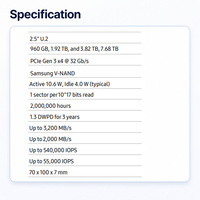 PM983 MZ-QLB7T60 Hard Drive SSD U.2 2.5In 7.68TB PCIe 3.0 NVMe 6GB/s Enterprise SSD Server Pusat Data MZQLB7T6HMLA-00007