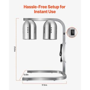 Lampada Riscaldante Commerciale da 500W per Alimenti, Elettrica Autoportante in Acciaio Inossidabile, per Scaldapatatine e Attrezzature per Mantenere Calde le Preparazioni - Product Image 6