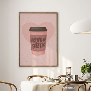 Décoration murale festive, illustration mignonne de tasse de café latte, impression d'art minimaliste pour bar à café, décoration murale pour la maison - Product Image 2