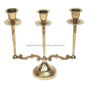Portavelas de tres luces de latón de alta calidad con acabado dorado para decoración del hogar y la Oficina para Navidad - Product Image 1