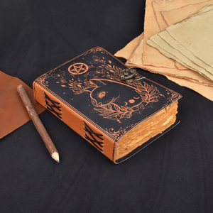 Premium A5 Handmade Paper <b>Notebook</b> Vintage Cat Moon Design Cardboard Cover 100 Pages Eco Friendly <b>Diary</b> with Metal Lock Closure - Product Image 1