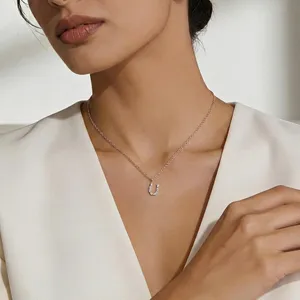 New Arrival U Alphabet Diamond Pendant with <b>D</b>-E Color with VVS Clarity IGI Certified Rose Gold Diamond Solitaire <b>Necklace</b> - Product Image 5