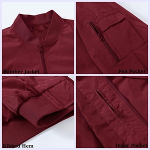 OEM Service Logo Windproof Windproof Coat Autumn Long Sleeve Casual Jacket Stand Collar Solid Breathable Bomber Jacket - Product Image 6