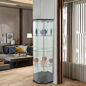 TMG-G169 Customizable Modern <b>Tall</b> Corner <b>Cabinet</b> with Tempered Glass for Living Room Home Bar & Hotel Storage & Display - Product Image 1