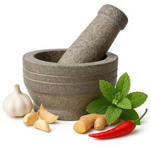 Mortero y pilón de mármol de gran tamaño para moler fácilmente especias masala y medicamentos herbales - Product Image 3