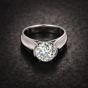 Premium VVS Moissanite Diamond <b>Ring</b> Round Cut <b>Solitaire</b> Center Stone 925 Sterling <b>Silver</b> Classic Luxury Jewelry For Men - Product Image 1