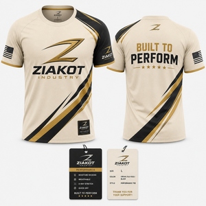 ZIAKOT industry Nouveau design T-shirt de performance personnalisé pour homme blanc or vieilli-noir - Product Image 1