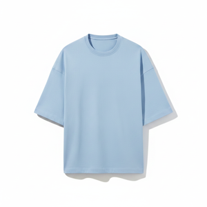 เสื้อยืดคอกลมถักครึ่งแขนสำหรับผู้ชายทรงโอเวอร์ไซส์สีทึบสวมใส่สบาย - Product Image 2