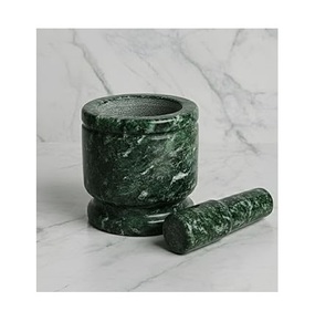 Handcrafted Marble Mortar And Pestle With Smooth Surface For Easy <b>Grinding</b> Of Garlic Herbs And Spices - Product Image 4