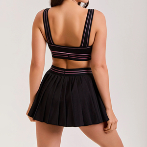 High-end Custom Women's Sleeveless Tank Tops Tennis Wear Outdoor Pickleball Dress Women Flowy Tank Top And Shorts Set - Product Image 2
