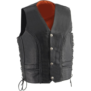 Chaleco de Motocicleta de Cuero Genuino, Personalizado, Casual, Cuello en V, Precios Económicos al por Mayor, Transpirable, para Hombre, de Alta Calidad, para Invierno - Product Image 1