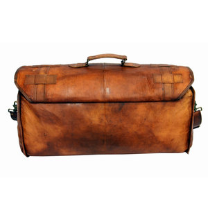 Genuine Leather and <b>Canvas</b> Duffel <b>Bag</b> Premium Travel Weekender Sports Gym Carrying <b>Bag</b> Large Capacity Durable Unisex Travel - Product Image 4
