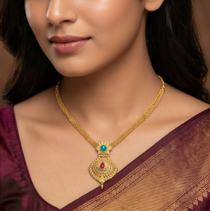 Collier pendentif en filigrane de cuivre Divyoro, longueur réglable, plaqué or 24 carats, pour femmes, mariage, classique, origine Orissa - Product Image 3
