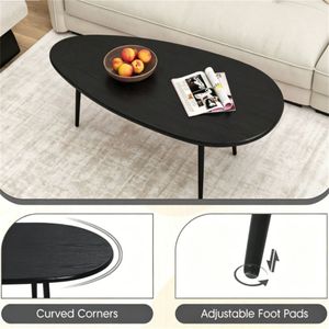 "Marble Oval Coffee <b>Table</b> with Black Metal Base Stylish Irregular Shape Heavy Duty Multifunctional Decorative <b>Sofa</b> Side <b>Table</b>" - Product Image 5