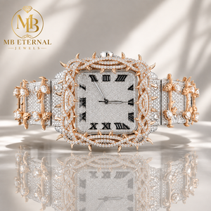 นาฬิกาข้อมือควอตซ์เพชรหรูหราสำหรับผู้หญิง MB ETERNAL ตัวเรือนทรงสี่เหลี่ยมผืนผ้า สายสีโรสโกลด์ หน้าปัดตัวเลขโรมัน กระจกแซฟไฟร์ แสดงผลแบบอนาล็อก - Product Image 1