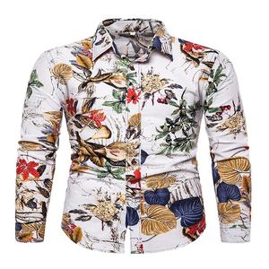 Gran oferta de verano, camisa de vestir de manga larga de algodón tejido transpirable informal para hombre, estampado Floral, ajuste holgado ecológico, nueva llegada - Product Image 1