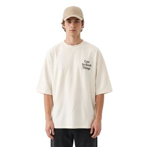 เสื้อยืดผู้ชาย 300 GSM ผ้าฝ้าย 100% สตรีทแวร์ ระบายอากาศดี ทรงหลวมไหล่ตก แขนครึ่งตัว สไตล์ลำลอง - Product Image 3