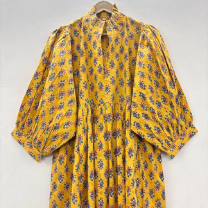 Vestido Midi Informal para Mujer, para Uso Diario, Todas las Temporadas, Tejido 100% Algodón, Liso, Manga Corta, Cintura Imperio, Estilo Babydoll, Cuello en V, Talla Grande - Product Image 2