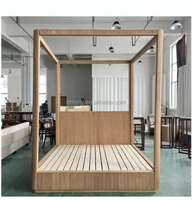 अनुकूलन लक्जरी होटल बेडरूम फर्नीचर किंग आकार क्लासिक बिस्तर सेट लकड़ी के फ्रेम बिस्तर