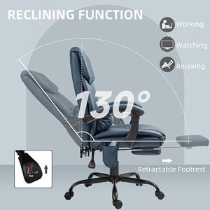 Sedia da Ufficio Reclinabile con Schienale Alto, Altezza Regolabile, Massaggio a 6 Punti, Sedia Direzionale Blu con Poggiapiedi e Telecomando - Product Image 5