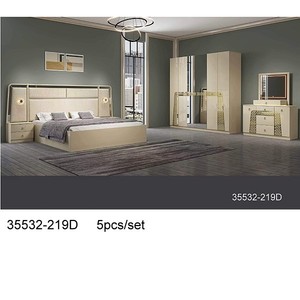 Modern Bedroom Set 35532-205D Full Size Wood Furniture With Lighted <b>Headboard</b> And <b>Mirror</b> Wardrobe - Product Image 2