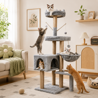 Arbre à chat moderne en peluche avec condo et poteaux en sisal – Vente en gros